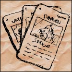 Drawing of some Talisman adventure cards